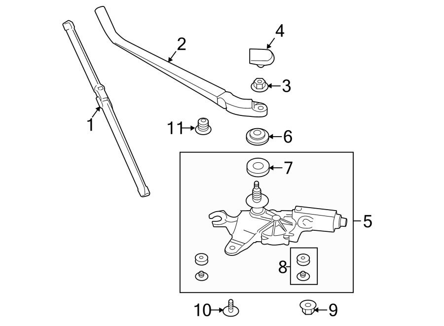 Diagram Back glass. Rear wiper components. for your 2010 Porsche Cayenne   