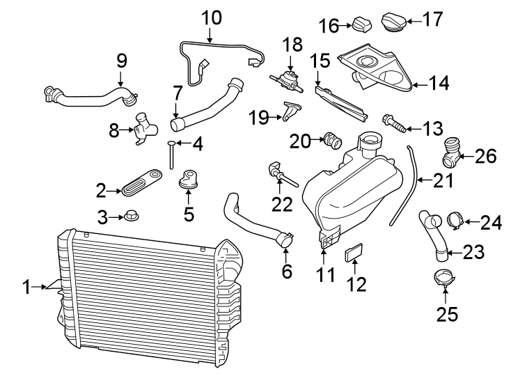 Diagram RADIATOR & COMPONENTS. for your 2019 Porsche Cayenne  S Sport Utility 