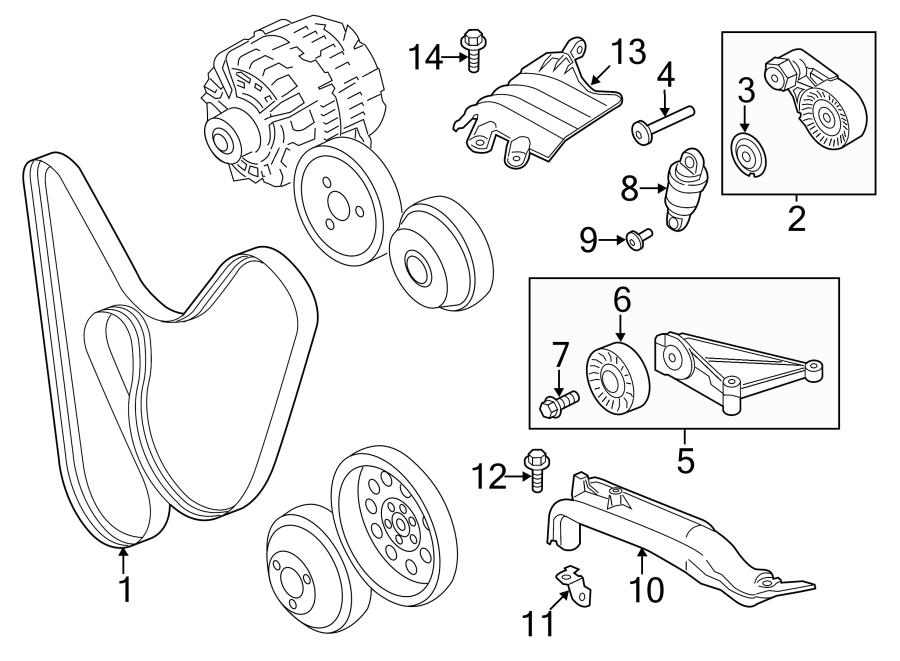 Diagram BELTS & PULLEYS. for your Porsche Cayenne  