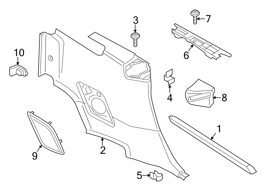 Diagram QUARTER PANEL. INTERIOR TRIM. for your 2014 Porsche Cayenne  Turbo Sport Utility 