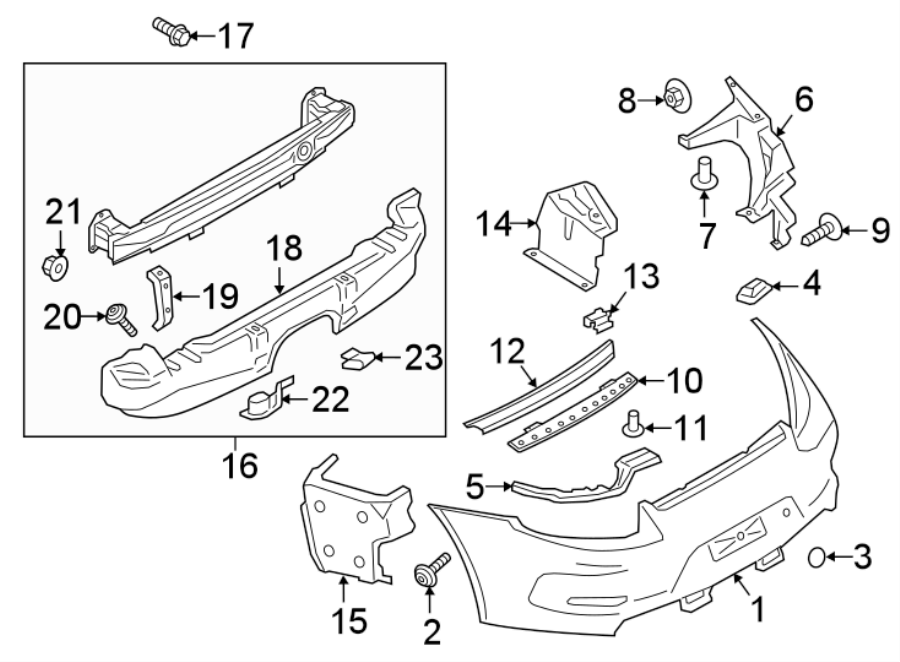 REAR BUMPER. BUMPER & COMPONENTS.