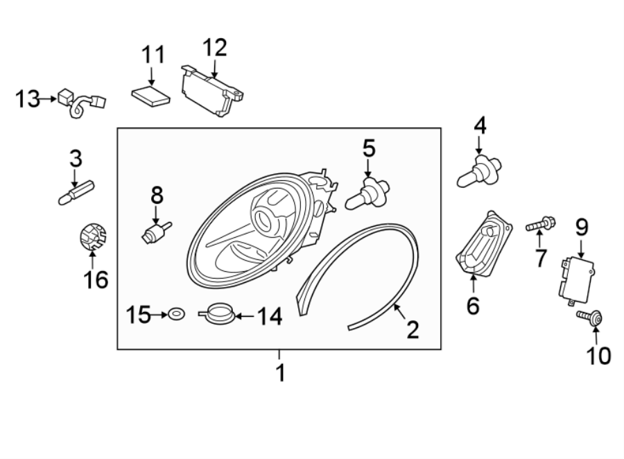 Diagram Front lamps. Headlamp components. for your 2023 Porsche Cayenne  Turbo Coupe Sport Utility 