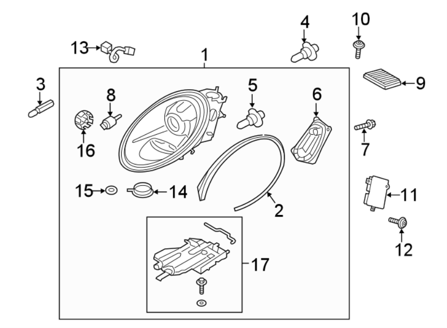 Diagram FRONT LAMPS. HEADLAMP COMPONENTS. for your 2022 Porsche Cayenne   