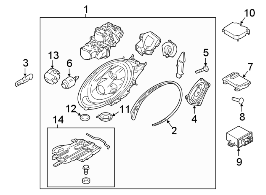 14FRONT LAMPS. HEADLAMP COMPONENTS.https://images.simplepart.com/images/parts/motor/fullsize/6934630.png