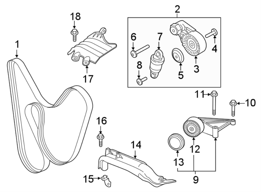 Diagram Belts & pulleys. for your Porsche Cayenne  