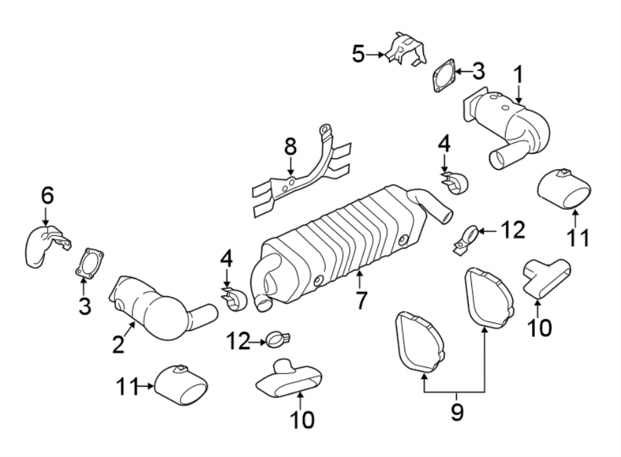 Diagram EXHAUST SYSTEM. EXHAUST COMPONENTS. for your 2013 Porsche Cayenne  Turbo Sport Utility 