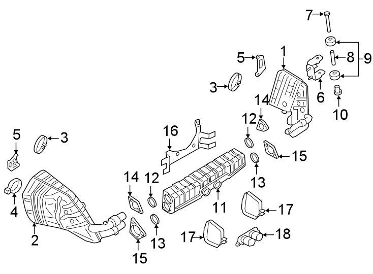 Diagram EXHAUST SYSTEM. EXHAUST COMPONENTS. for your 2017 Porsche Cayenne   