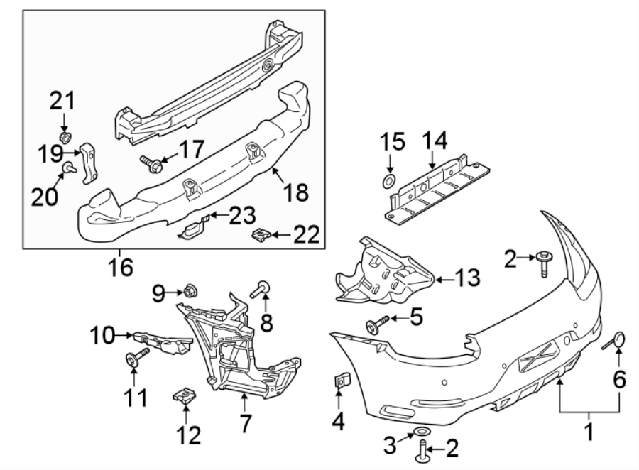 Rear bumper. Bumper & components.