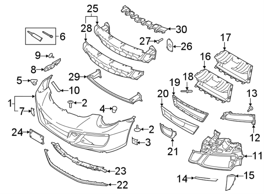 Diagram Front bumper. Bumper & components. for your 2023 Porsche Cayenne   