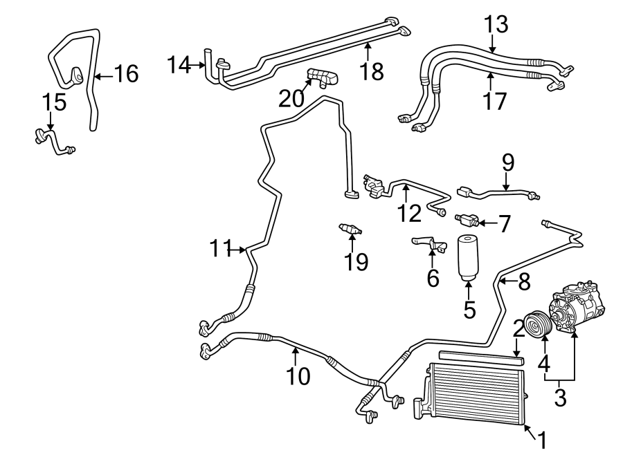 Diagram AIR CONDITIONER & HEATER. COMPRESSOR & LINES. for your 2014 Porsche Cayenne  Diesel Platinum Edition Sport Utility 