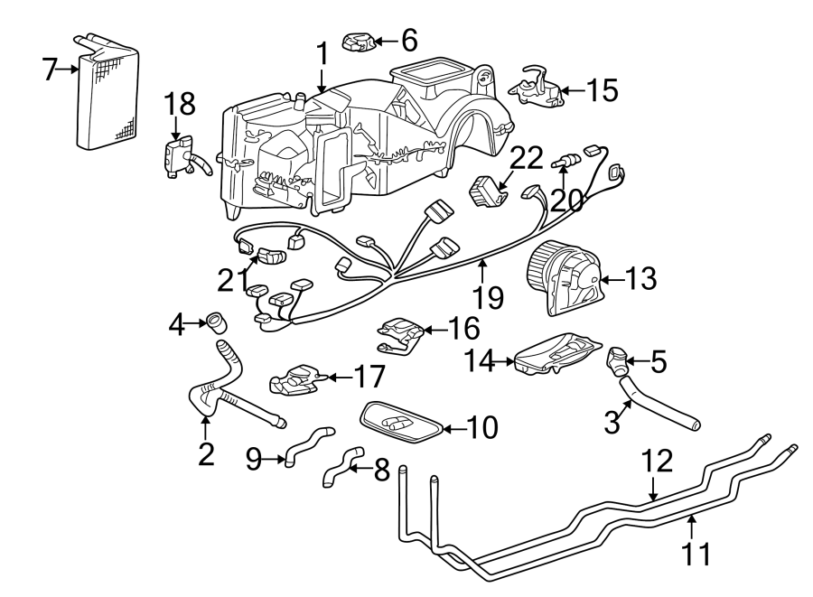 Diagram AIR CONDITIONER & HEATER. EVAPORATOR & HEATER COMPONENTS. for your 2023 Porsche Cayenne  Platinum Edition Sport Utility 