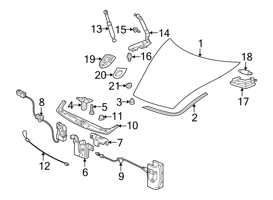 Diagram EXTERIOR TRIM. HOOD & COMPONENTS. for your 2015 Porsche Cayenne   