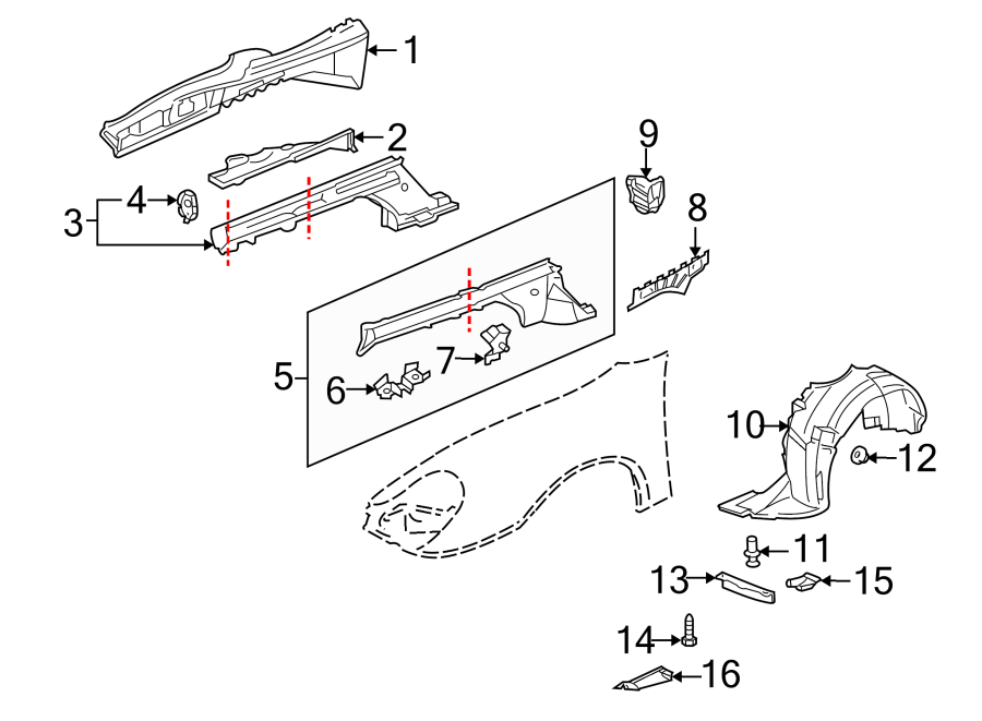 Diagram FENDER. STRUCTURAL COMPONENTS & RAILS. for your 2013 Porsche Cayenne  S Sport Utility 