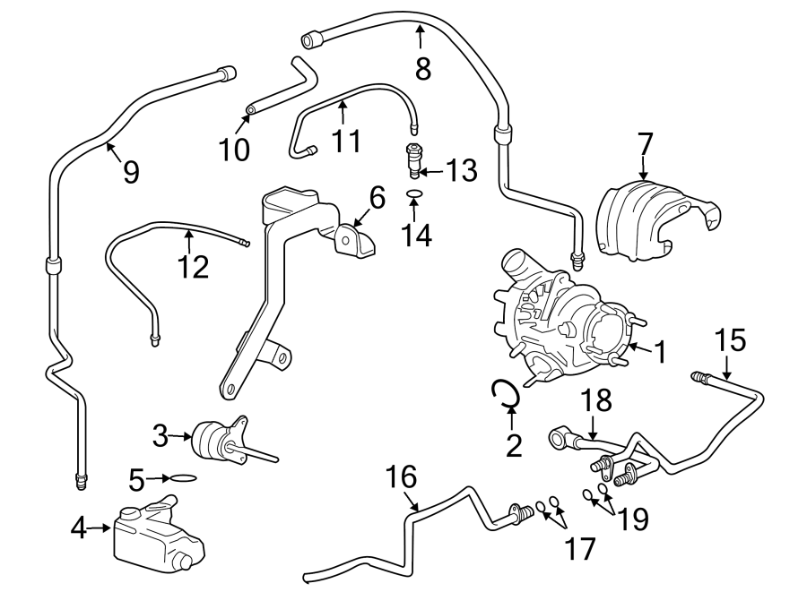 Diagram TURBOCHARGER & COMPONENTS. for your 2014 Porsche Cayenne   