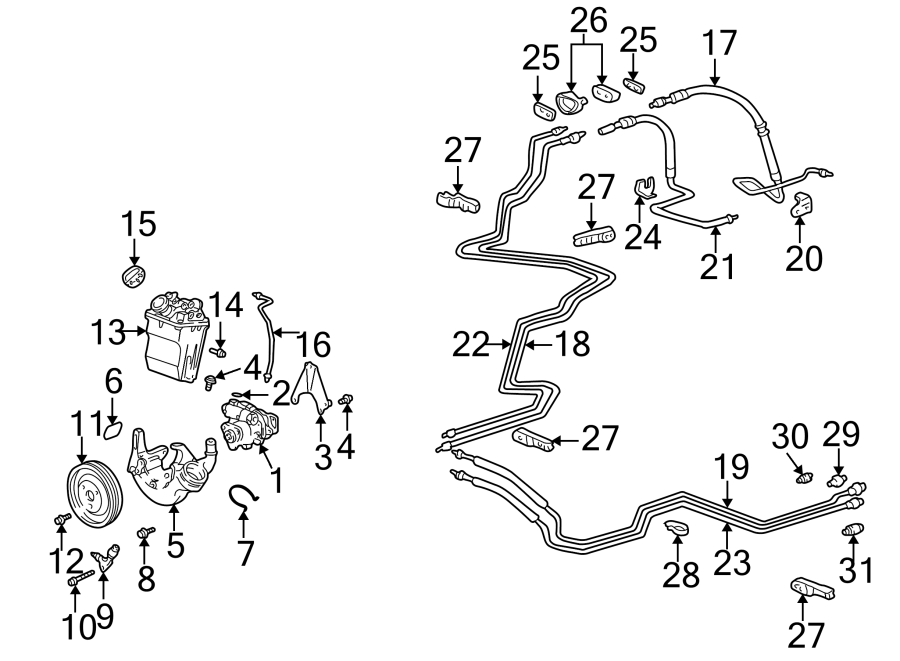 Diagram STEERING GEAR & LINKAGE. PUMP & HOSES. for your 2014 Porsche Cayenne  Turbo Sport Utility 