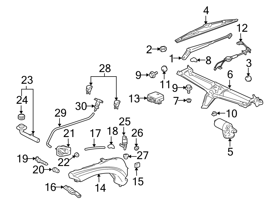 Diagram WINDSHIELD. WIPER & WASHER COMPONENTS. for your 2022 Porsche Cayenne   