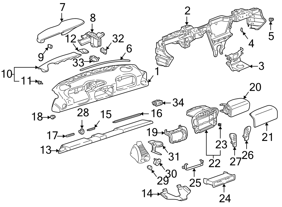 Diagram INSTRUMENT PANEL. for your 2003 Porsche Cayenne   