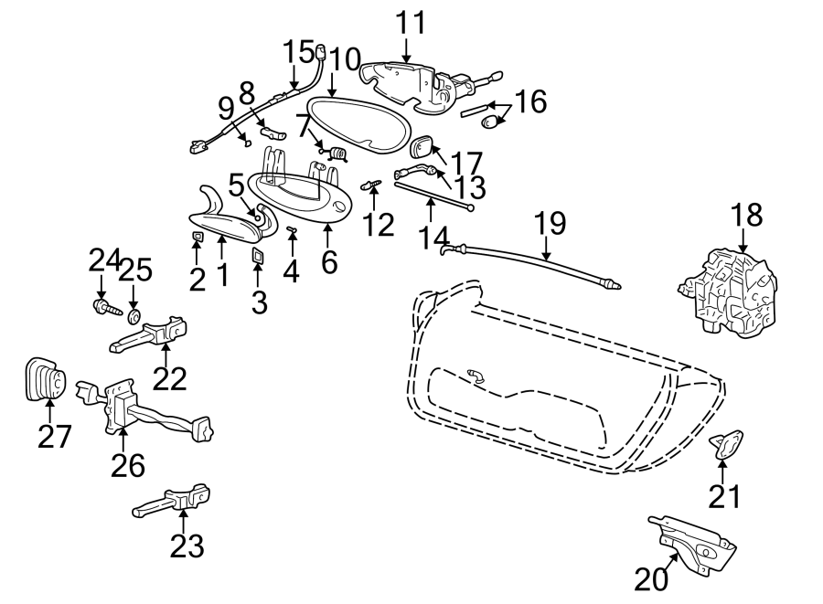 Diagram DOOR. LOCK & HARDWARE. for your Porsche