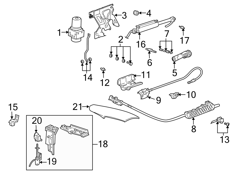 Diagram CONVERTIBLE/SOFT TOP. MOTOR & COMPONENTS. for your 2003 Porsche Cayenne   