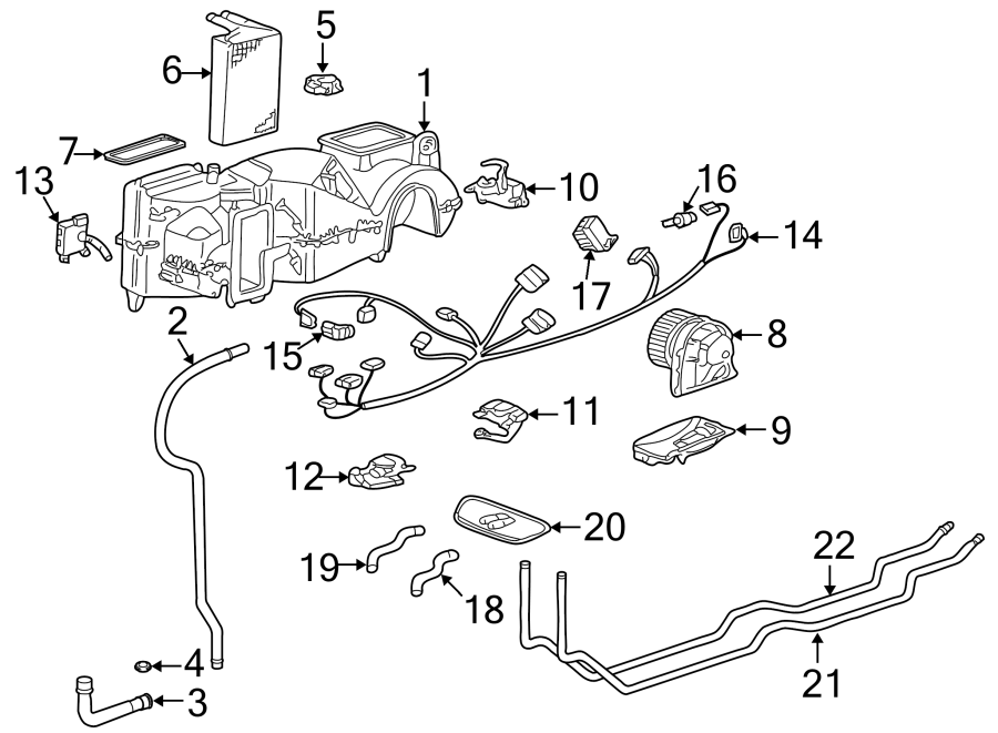 Diagram AIR CONDITIONER & HEATER. EVAPORATOR & HEATER COMPONENTS. for your 2006 Porsche Cayenne   