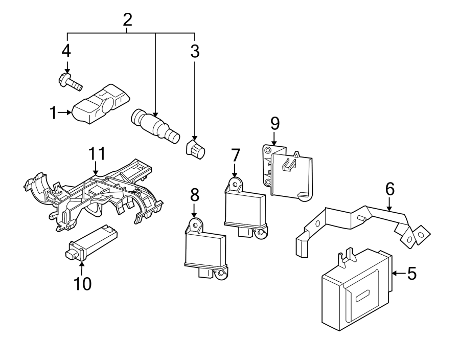 Diagram TIRE PRESSURE MONITOR COMPONENTS. for your 2016 Porsche Cayenne   