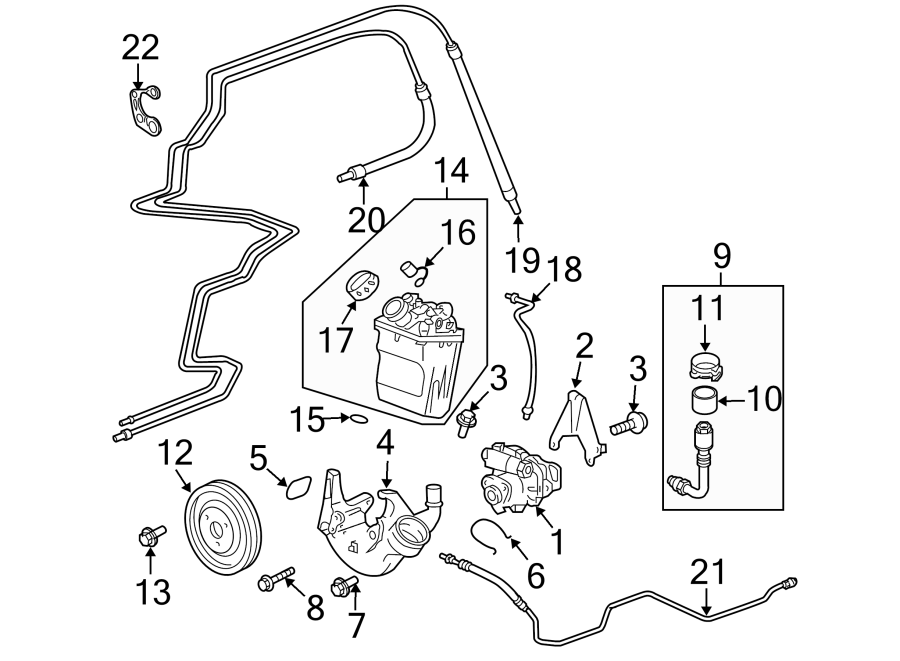 Diagram STEERING GEAR & LINKAGE. PUMP & HOSES. for your 2014 Porsche Cayenne  Turbo Sport Utility 