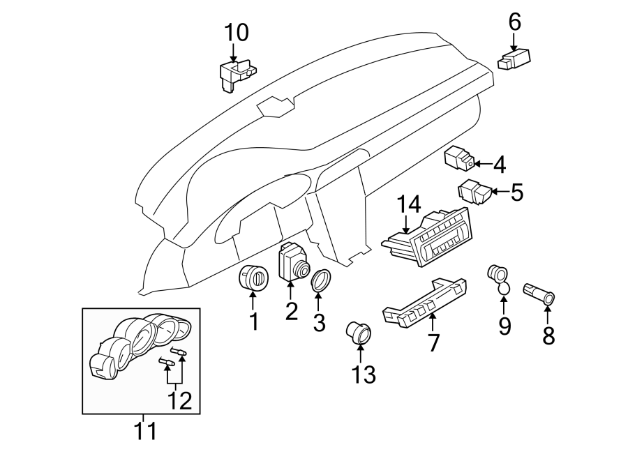 Diagram INSTRUMENT PANEL. CLUSTER & SWITCHES. for your 2006 Porsche Cayenne   