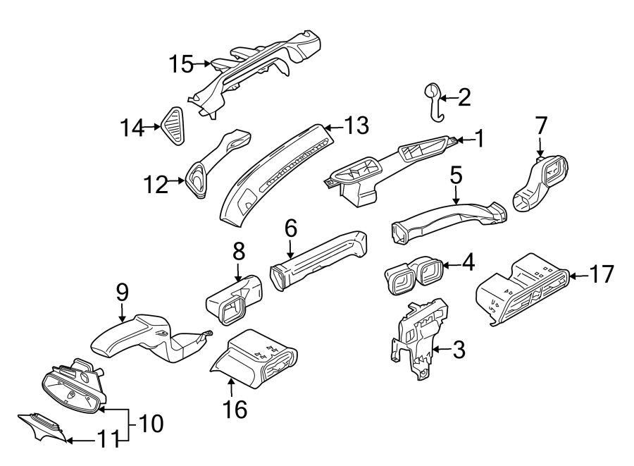 Diagram INSTRUMENT PANEL. DUCTS. for your 2017 Porsche 911   