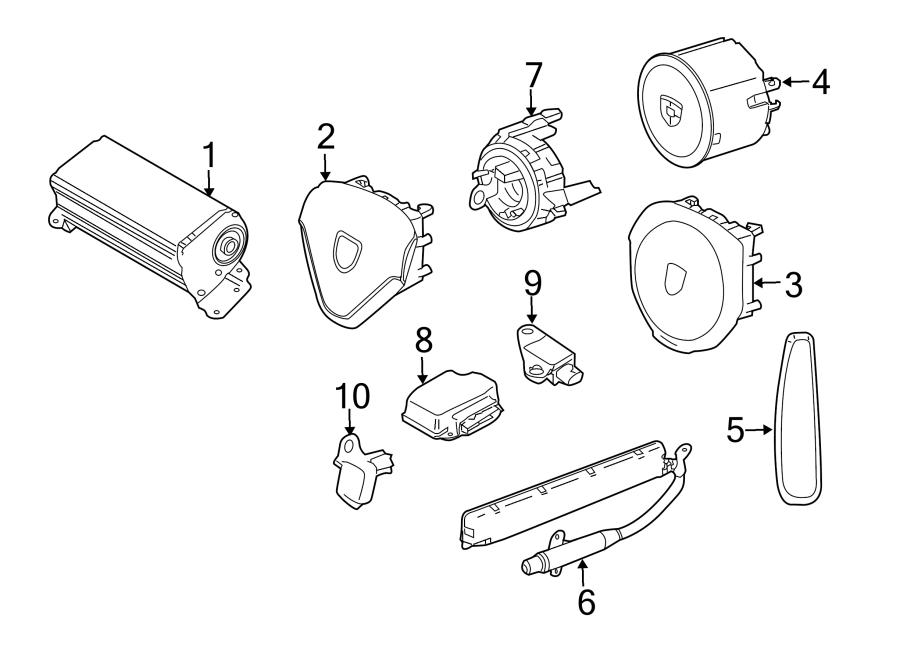 Diagram RESTRAINT SYSTEMS. AIR BAG COMPONENTS. for your 2014 Porsche Cayenne   