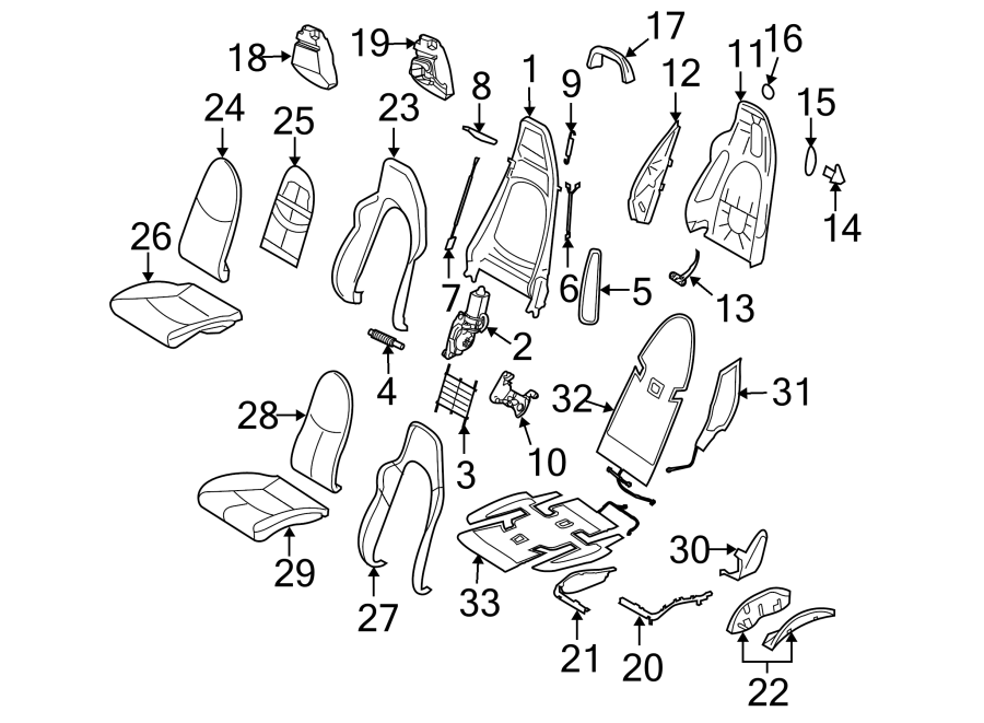 SEATS & TRACKS. FRONT SEAT COMPONENTS.