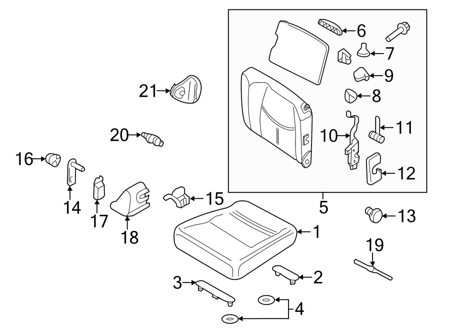 SEATS & TRACKS. REAR SEAT COMPONENTS.