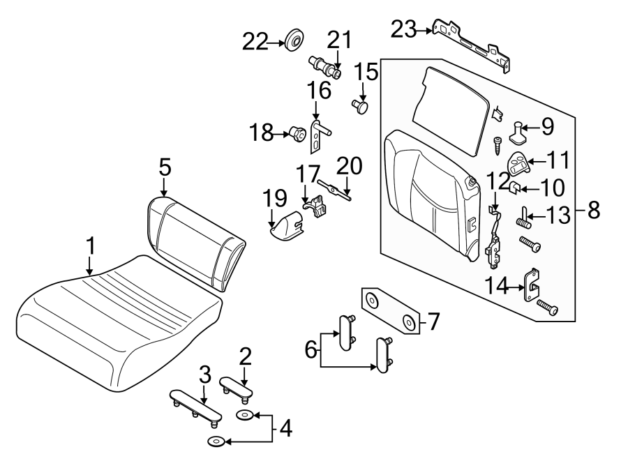 SEATS & TRACKS. REAR SEAT COMPONENTS.