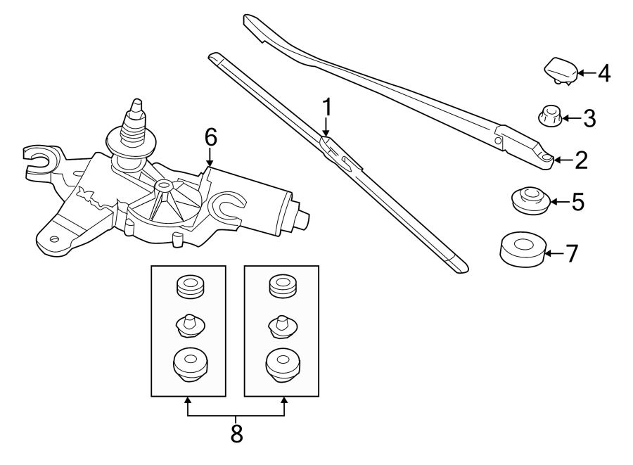 Diagram BACK GLASS. REAR WIPER COMPONENTS. for your Porsche