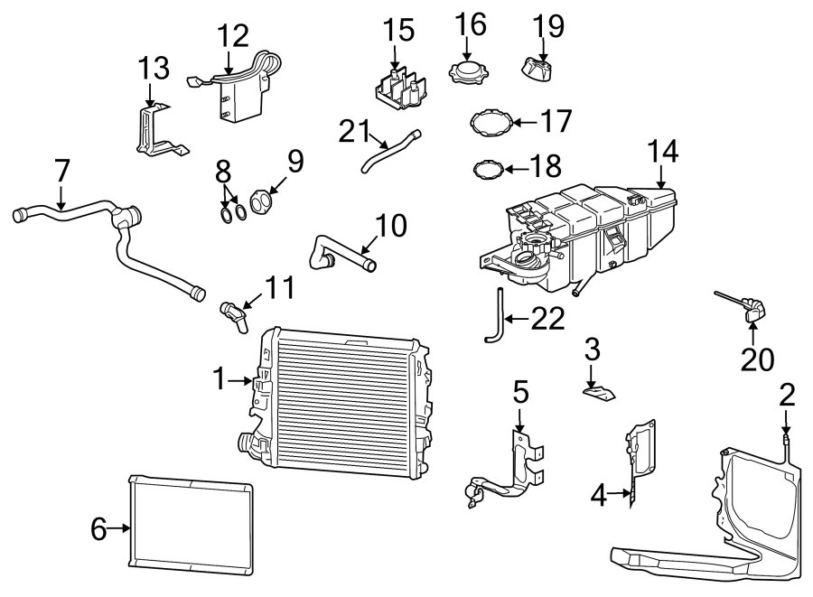 Diagram RADIATOR & COMPONENTS. for your 2021 Porsche Cayenne  S Sport Utility 