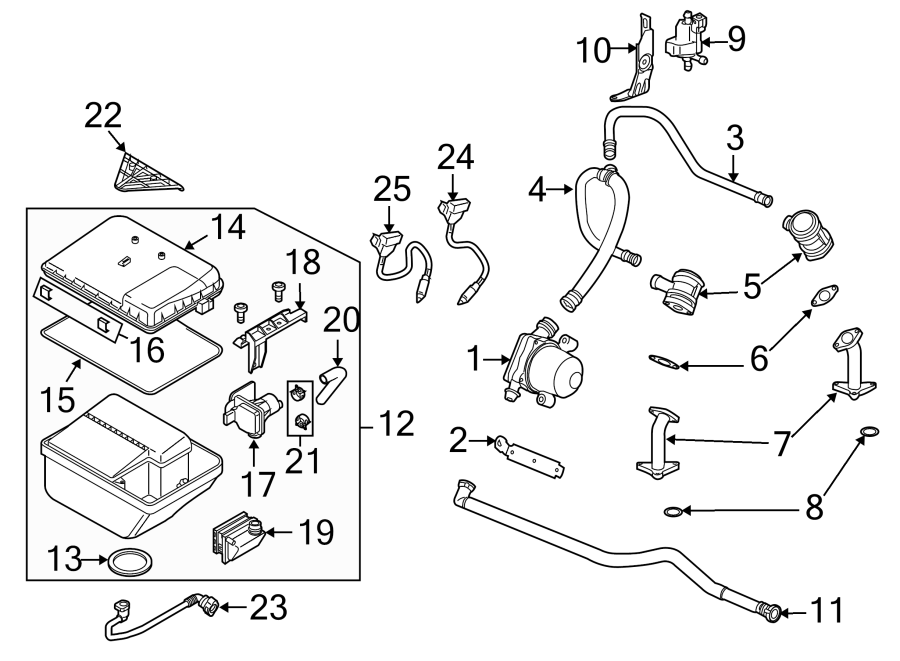 Diagram EMISSION SYSTEM. EMISSION COMPONENTS. for your 2008 Porsche Cayenne 4.8L V8 A/T GTS Sport Utility 