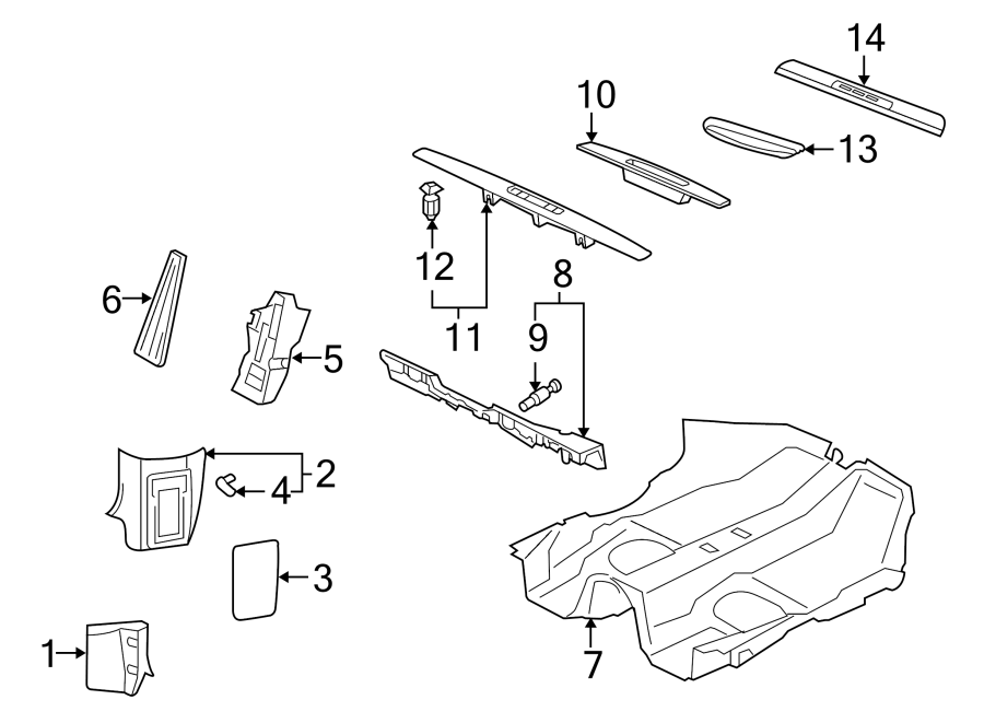 Diagram PILLARS. ROCKER & FLOOR. INTERIOR TRIM. for your Porsche Cayenne  