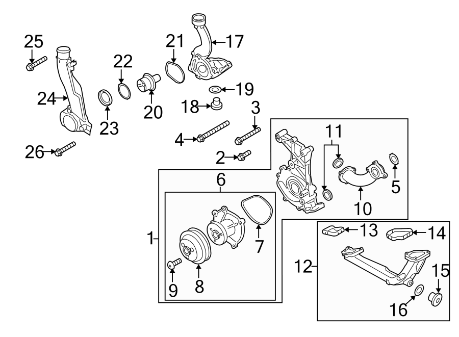 Diagram Water pump and thermostat. for your 2009 Porsche Cayenne   