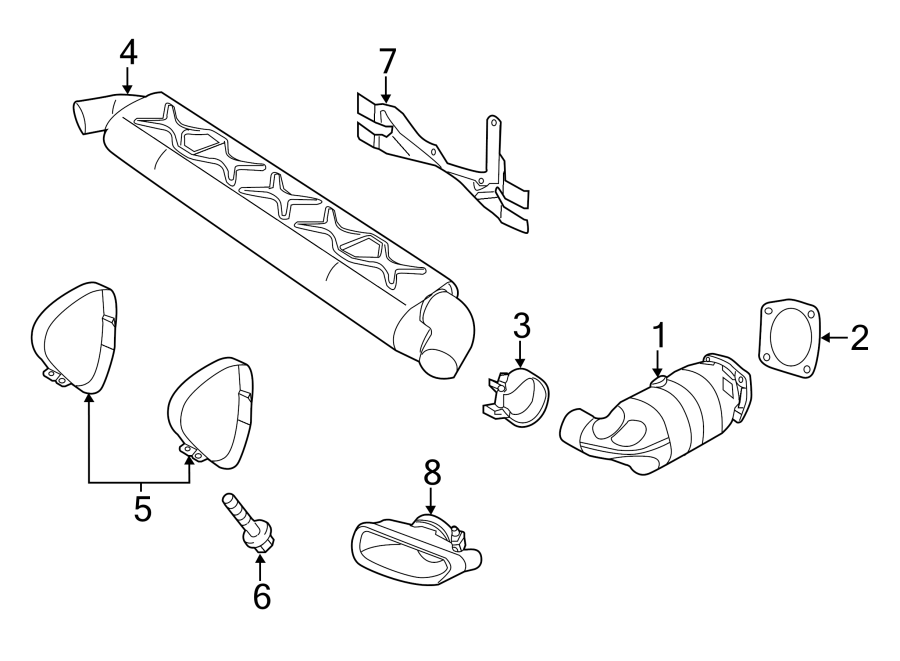 Diagram EXHAUST SYSTEM. EXHAUST COMPONENTS. for your 2013 Porsche Cayenne   