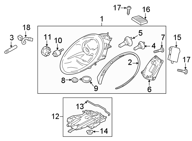 Diagram FRONT LAMPS. HEADLAMP COMPONENTS. for your 2022 Porsche Cayenne   