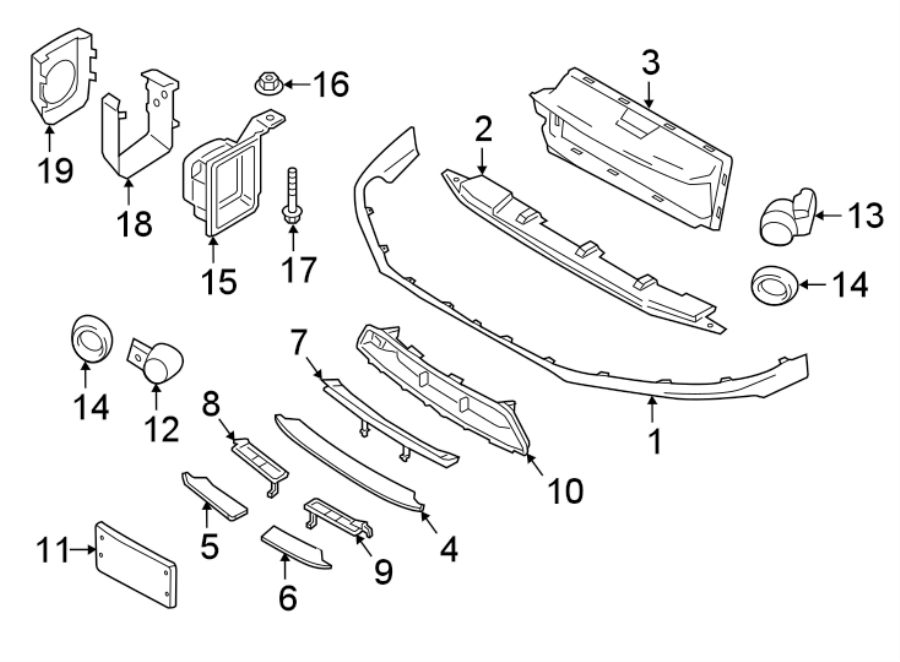 Diagram FRONT BUMPER. BUMPER & COMPONENTS. for your 2013 Porsche Cayenne   