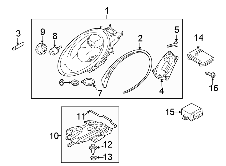 Diagram FRONT LAMPS. HEADLAMP COMPONENTS. for your 2012 Porsche Cayenne   