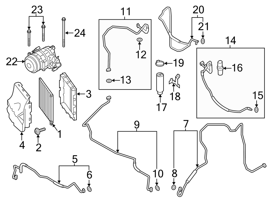 Diagram AIR CONDITIONER & HEATER. COMPRESSOR & LINES. CONDENSER. for your 2006 Porsche Cayenne  Turbo Sport Utility 