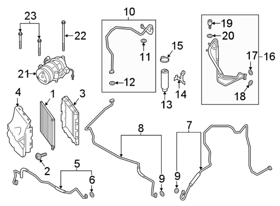 Diagram AIR CONDITIONER & HEATER. COMPRESSOR & LINES. CONDENSER. for your 2023 Porsche Cayenne   