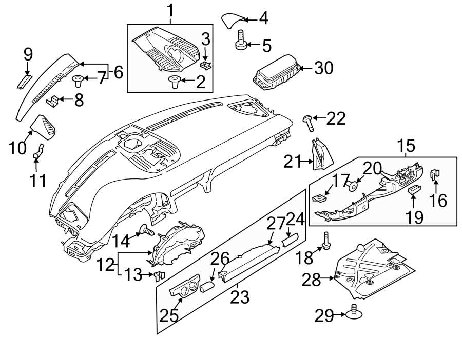 Diagram INSTRUMENT PANEL COMPONENTS. for your 2016 Porsche Cayenne  Diesel Sport Utility 