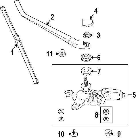 Diagram BACK GLASS. REAR WIPER COMPONENTS. for your 2010 Porsche Cayenne   