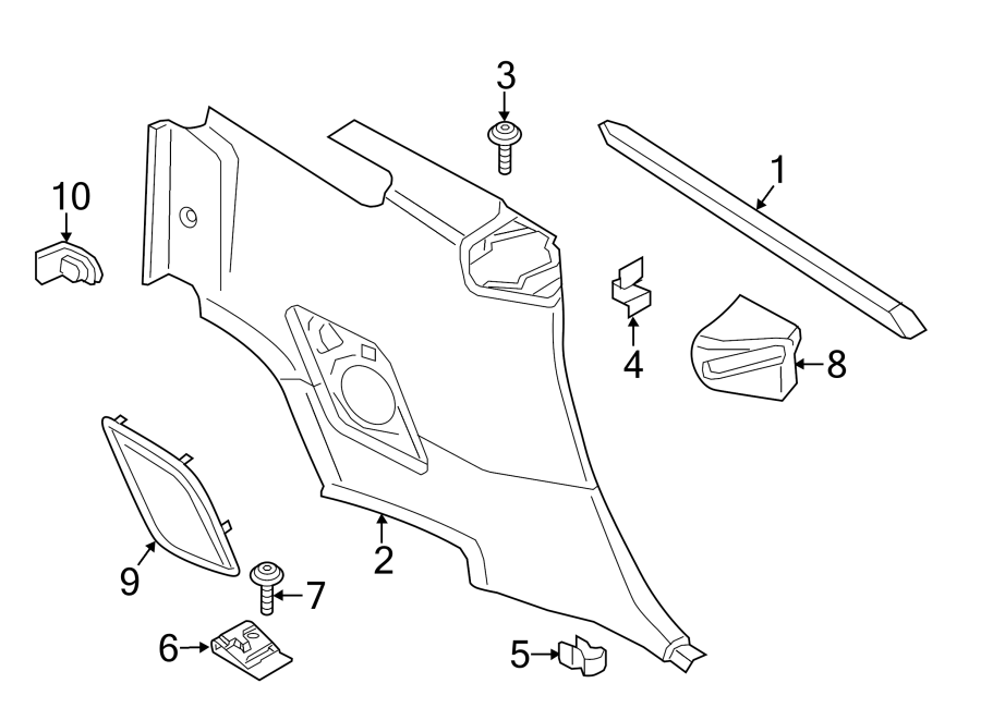 Diagram QUARTER PANEL. INTERIOR TRIM. for your 2014 Porsche Cayenne  Turbo Sport Utility 