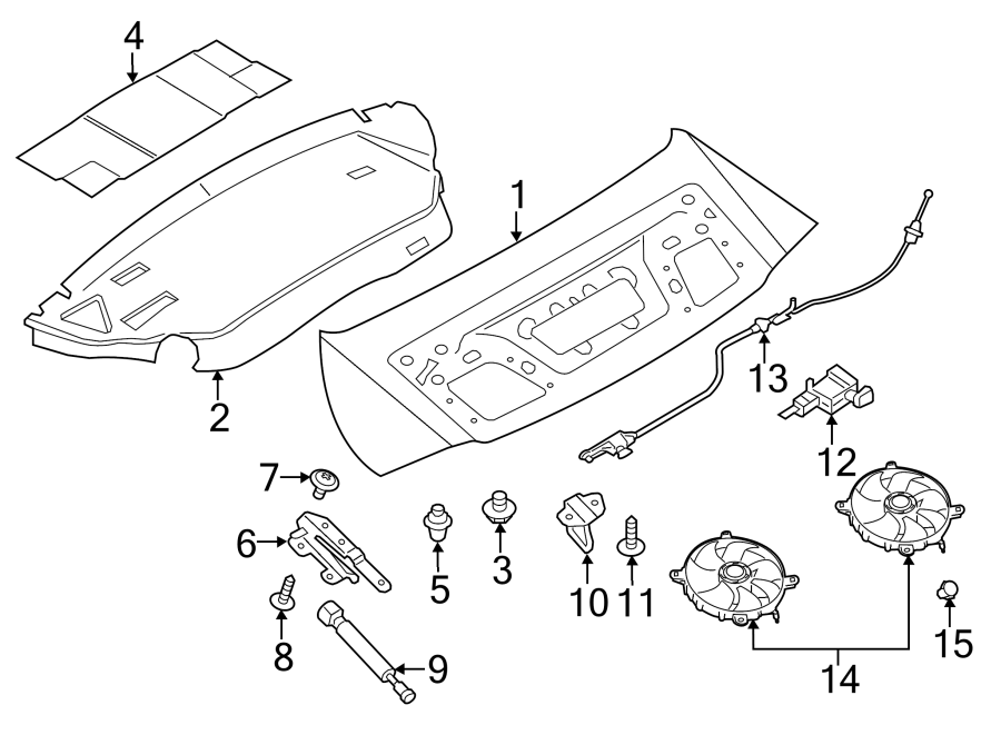 ENGINE LID. LID & COMPONENTS.