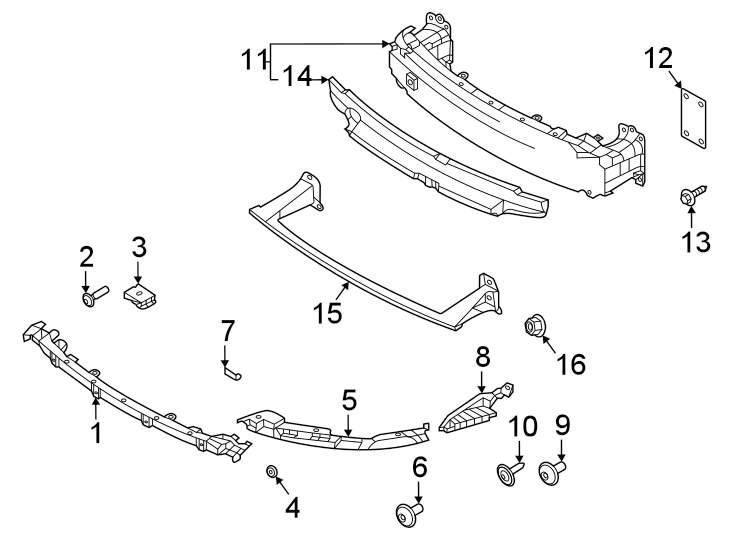 Diagram Front bumper. Bumper & components. for your 2014 Porsche Cayenne  S Sport Utility 