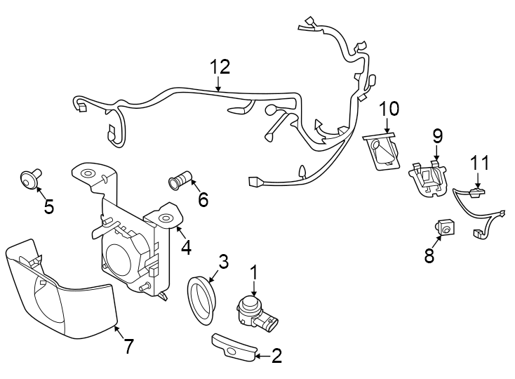 12Front bumper. Electrical components.https://images.simplepart.com/images/parts/motor/fullsize/6938037.png