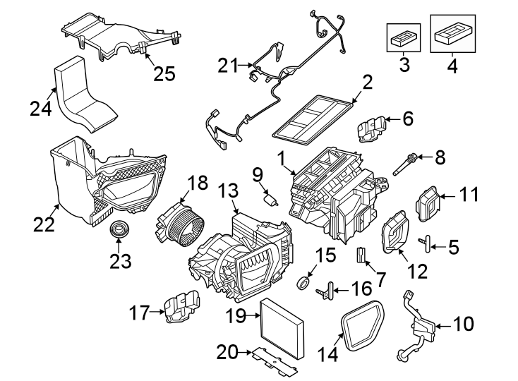 Diagram Air conditioner & heater. Evaporator & heater components. for your 2009 Porsche Cayenne   